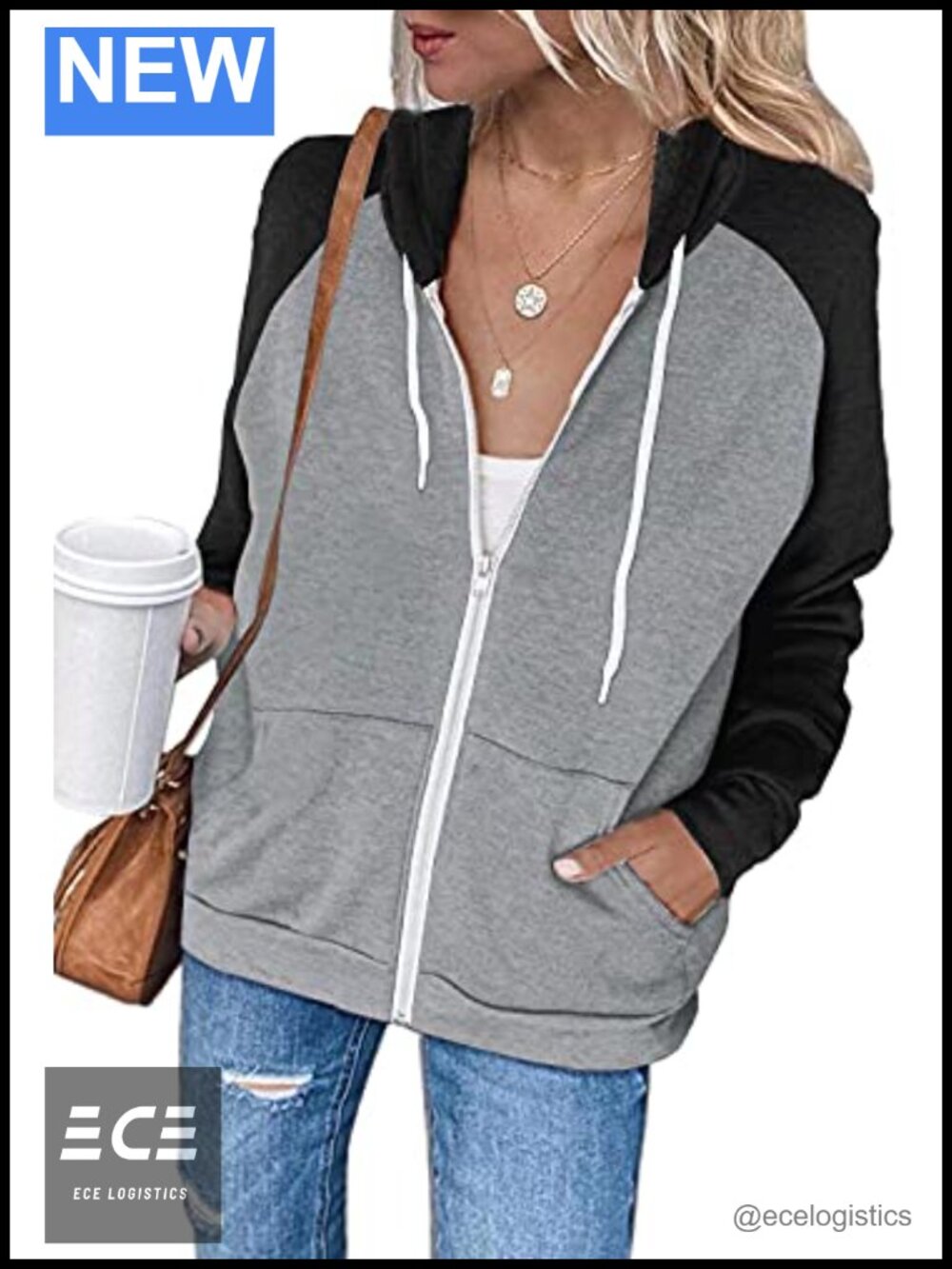 Women's Full Zip Hoodie Sweatshirt Long Sleeve Casual Zip Up Hooded Jacket with